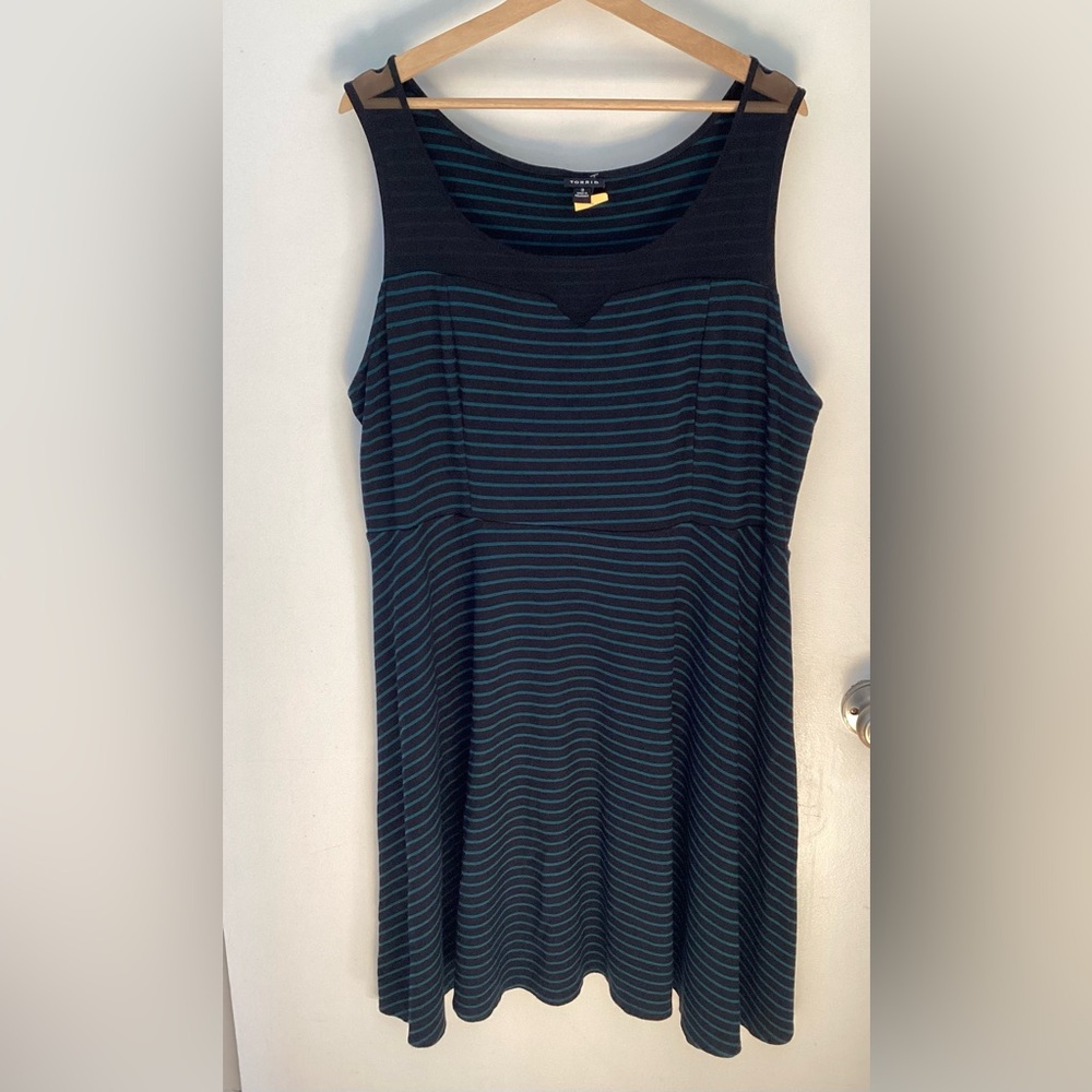 Torrid Black and Teal Striped Mini Dress 3X